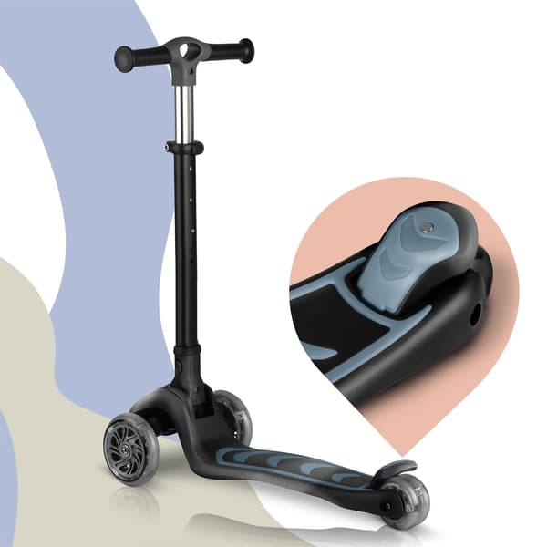 Børns 3-hjulet balancescooter med sæde, sort