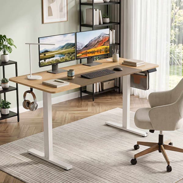 Elektrisk højdejusterbart skrivebord, 140x60 cm, LED-styring