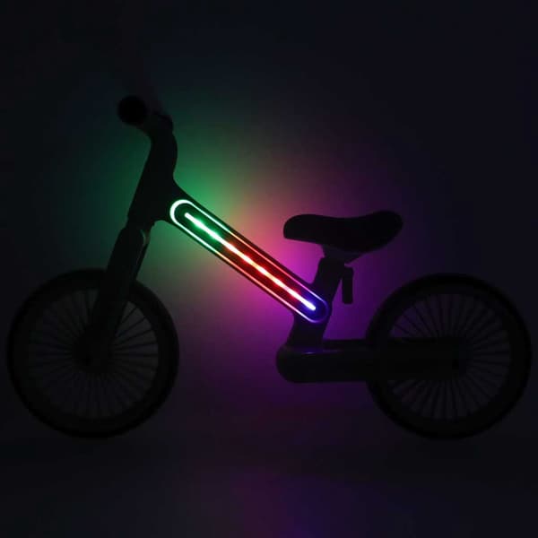 Balancecykel, LED-lysstel, 12-tommer EVA-hjul, lyserød