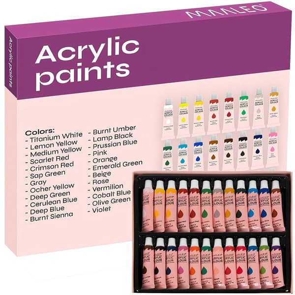 Akrylfärger 24 st. - 12 ml. Maaleo 20363