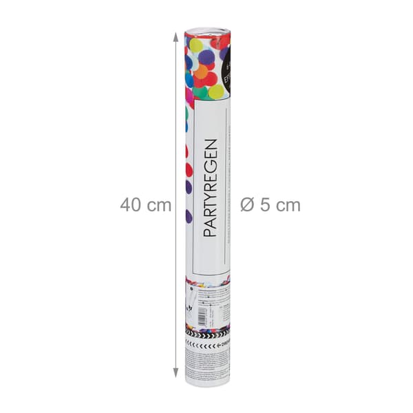 Konfettikanon 40 cm farverig
