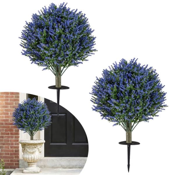 Konstgjorda lavendelträd, topiary, bollar, set om 2, spikar