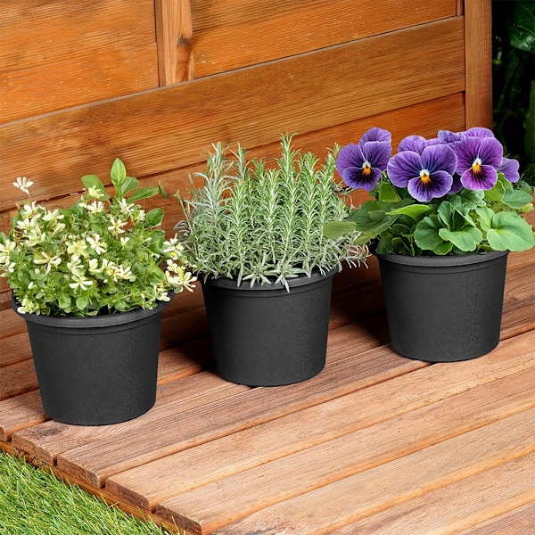 Havekrukke i plast, sort, rund, 14,5 cm, 3 stk.
