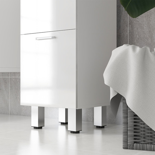 Smalt badeværelsesskab, toiletskab med justerbar hylde, 3 skuffer, badeværelsesskab til små rum badeværelse, stue 30 x 30 x 93 cm hvid |