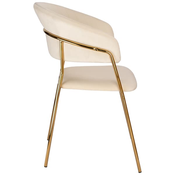 Fløjlsspisestol, beige med guldben