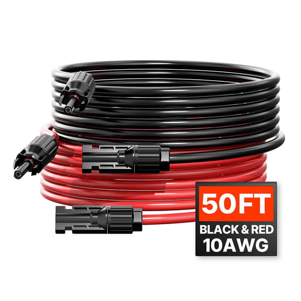 Förlängningskabel för solpaneler, 15 m, 10 AWG MC4, 2-pack