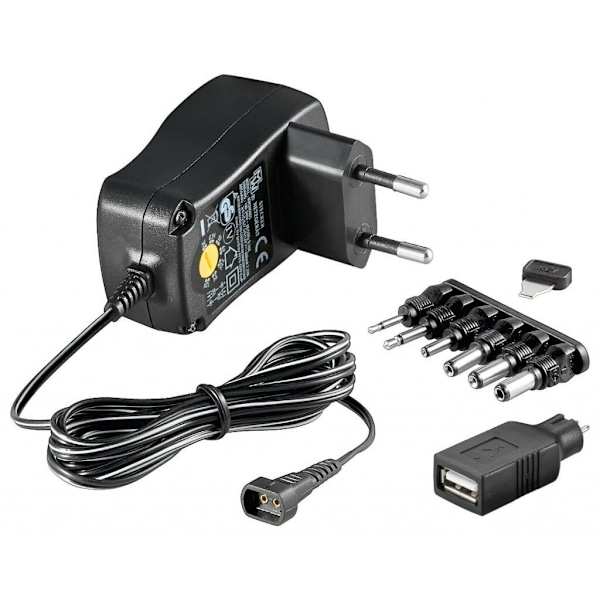 Miljøvenlig universal strømforsyning 600 mA 3-12 V med 8 DC + 1 USB adapter strømstik