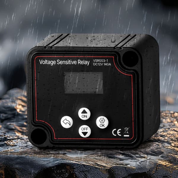 Dubbel batterifrånskiljare, 12V 140A VSR, LCD-voltmeter