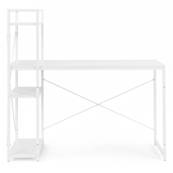 Datorskrivbord med hyllor, 120x60 cm, vit MDF