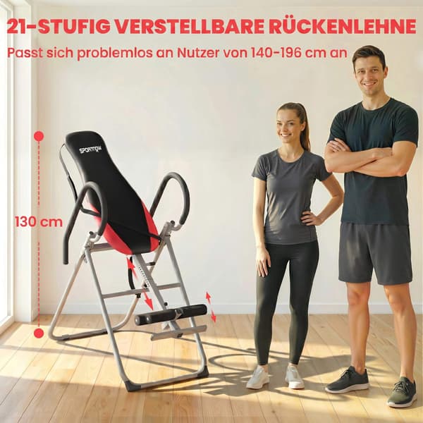 Foldbart inversionsbord, justerbar ankellås, stålramme