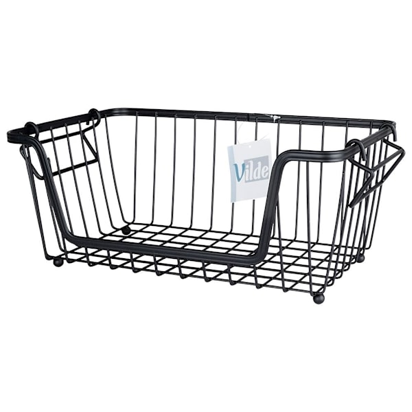 Hedelmä- ja vihanneskori mustaa metallia, pinottava