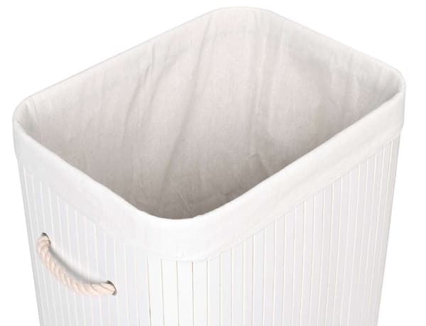 Bambu tvättkorg med lock, 80L, vit