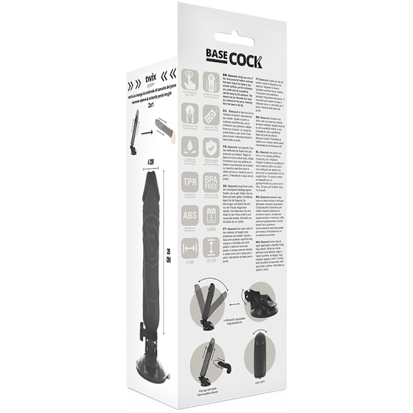 Basecock - Realistic Vibrator Remote Control Musta 20 cm -O- 4 cm