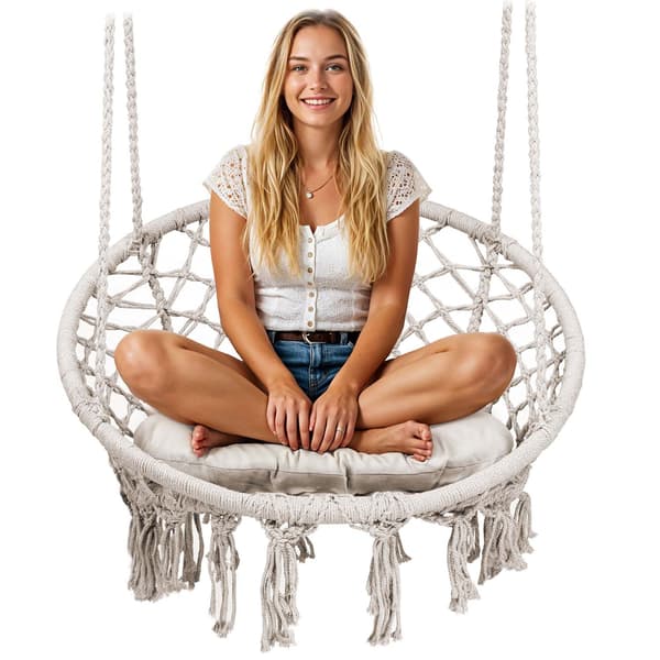 Hængende havegyngestol BOHO beige