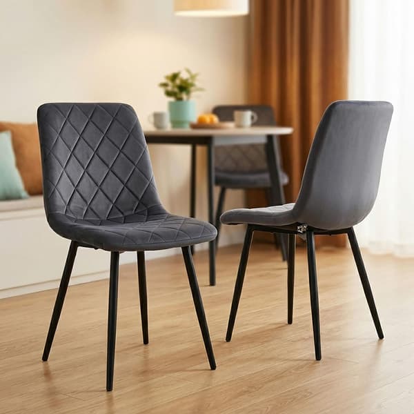 Matstolar i sammet, antracit, 2-pack, klädda