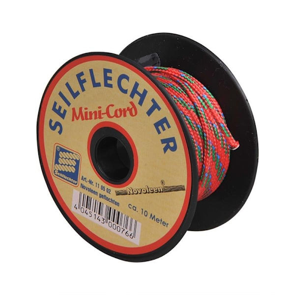 Minicord novolene 2mm. 10m flätad. blandad. 255 daN