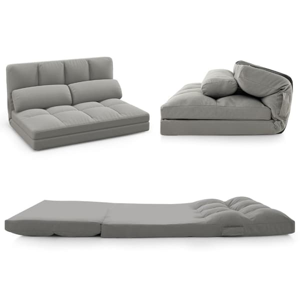 Sovesofa med justerbar ryglæn, lysegrå