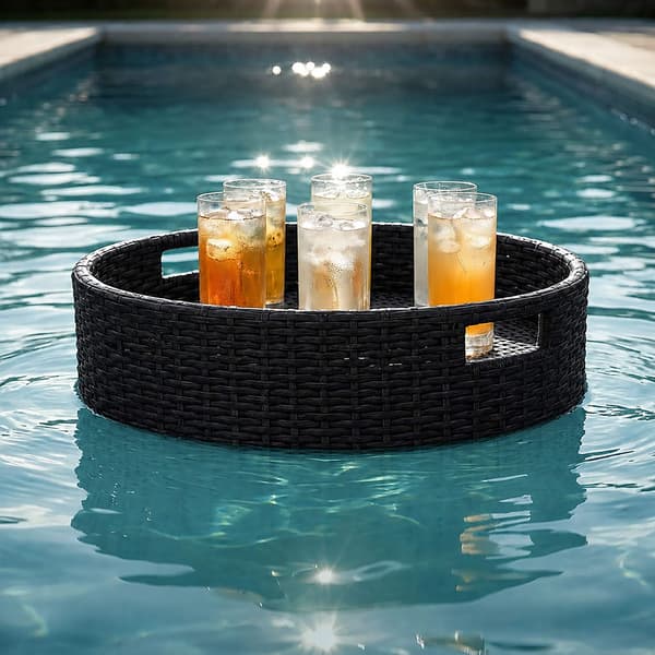 Flydende poolbakke, sort, 80 cm – vejrbestandig rotting