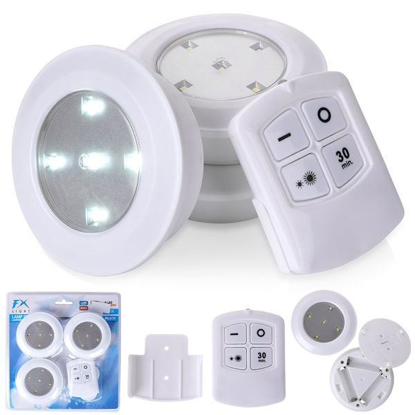 Trådlösa LED-lampor med fjärrkontroll och timer, 3-pack