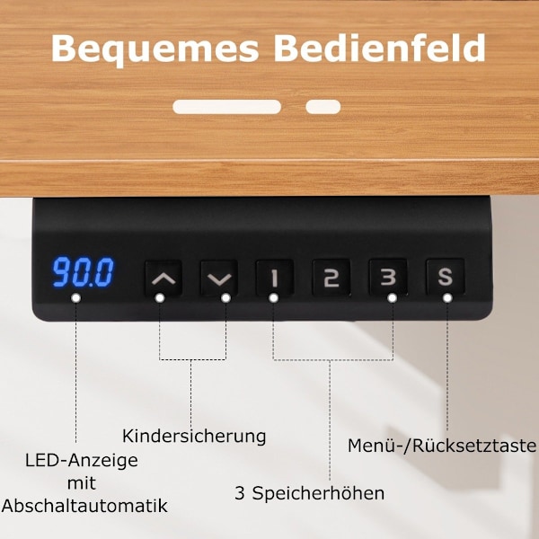 Højde Justerbart Skrivebord 120 x 60 cm Elektrisk Stående Skrivebord Rustik Natur + Hvid