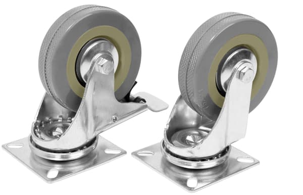 Sats med 4 hjul, grafit, 75 mm, PVC, broms