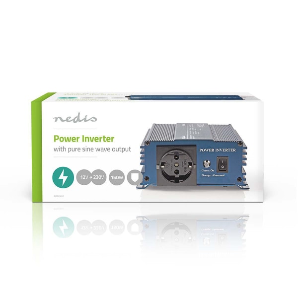 Strömväxelriktare | Inspänning: 12 V DC | Enhetens utgångsanslutning: Type F (CEE 7/3) | 230 V AC 50 Hz | 150 W | Toppeffekt: 300 W | Cigarettändarkon