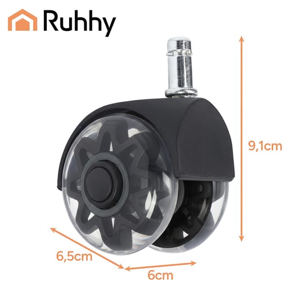 Stolshjul 2,5" PU, 5-pack – Tysta, golvsäkra