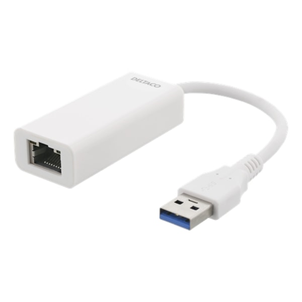 Deltaco Adapter USB-A 3.0 til Netværksadapter - Hvid Hvid
