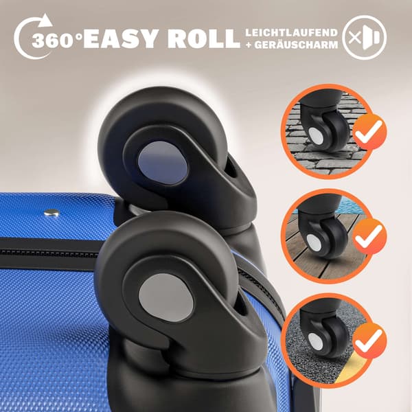 Blå hård kuffert, 90L, ABS-plast, 360 hjul