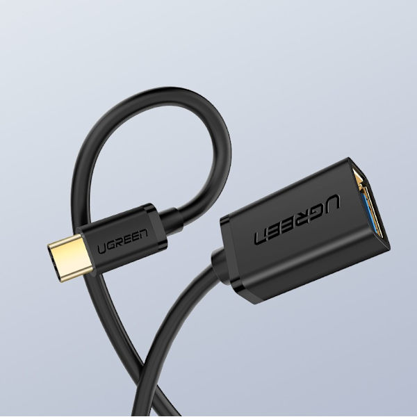 OTG-kaapelisovitin USB 3.0:sta USB-C:hen - musta