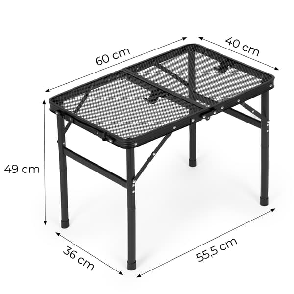 Sammenklappeligt campingbord 60x40 cm, aluminium, sort