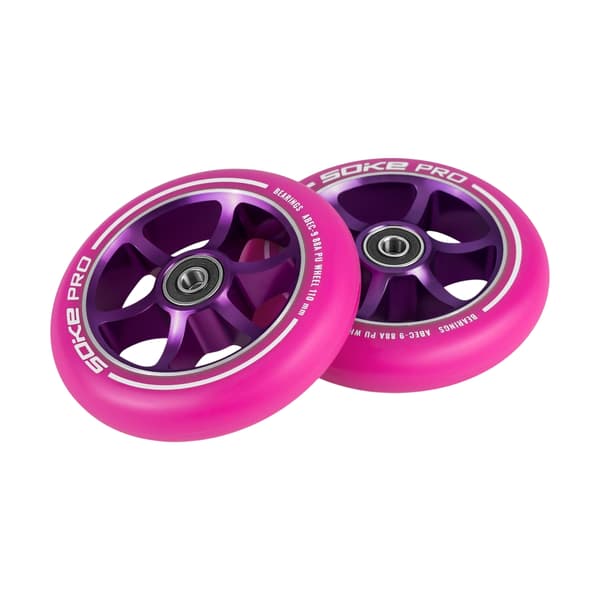 Vaaleanpunaiset pyörät skootterille 110 mm - 2 kpl