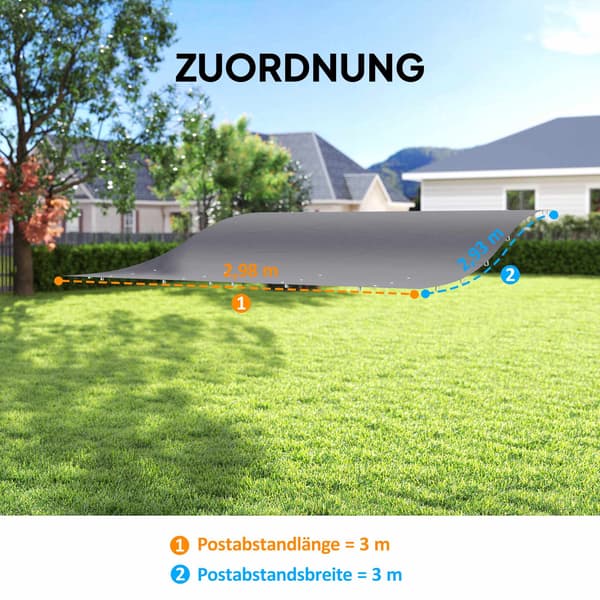 Pergola udskiftningsmarkise, 3x3m, mørkegrå, polyester