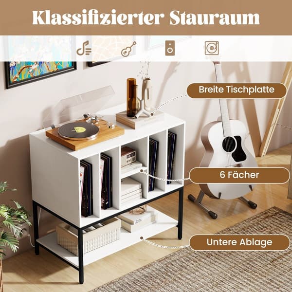Pladespillerstativ med ladestation og vinylopbevaring