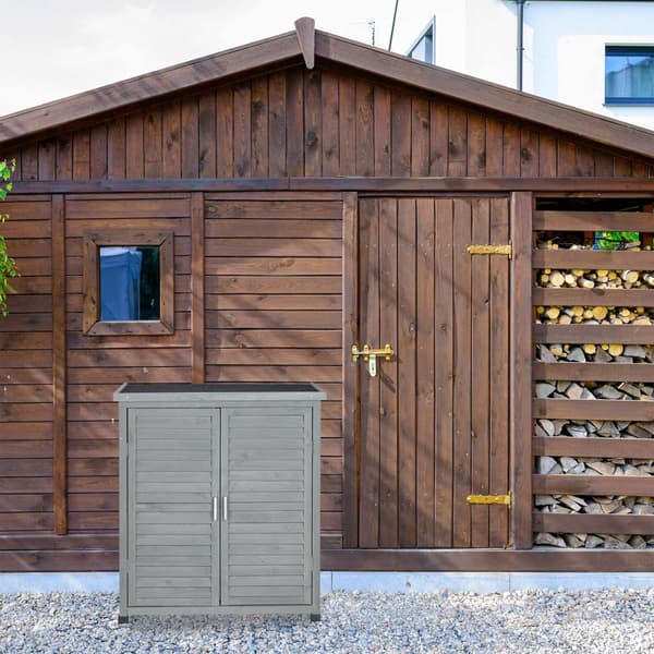 Grå haveskab med 3 rum