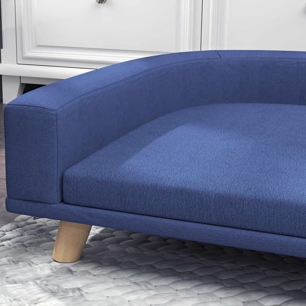 Hundesofa, eukalyptustræ, 98 x 67 x 25 cm, blå