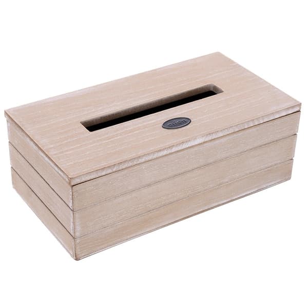 Beige MDF servietæskeholder med hængslet låg, 25x13,5x9 cm