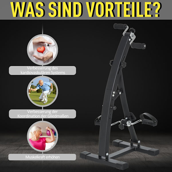 Motionscykel Motionstræner Pedaltræner Til Seniorer, Stål, Sort, 41X50X96Cm