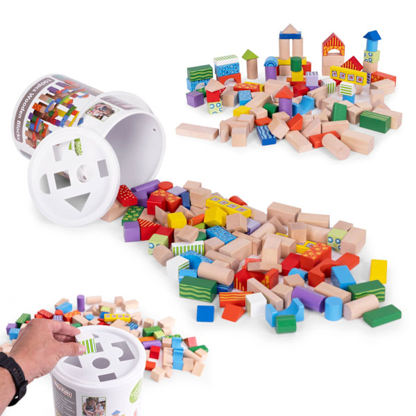 Træklodser til børn, 100 stk., sorteringsspand ECOTOYS
