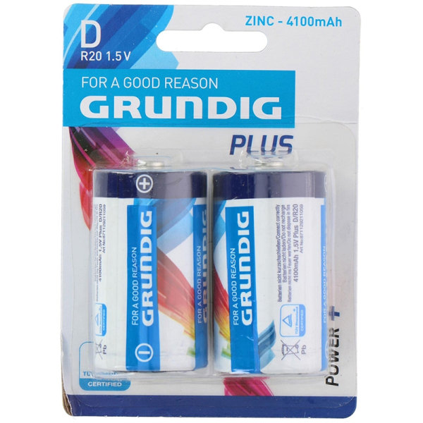 Grundig - Zink batteri D / R20 1,5V 4100mah 2 stk.