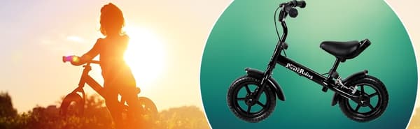 Børnebalancecykel, 10" sort, stålstel, håndbremse