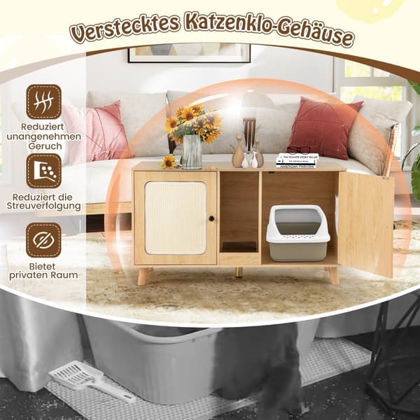 Kattsandskåp med 2 dörrar, design med dubbla rum