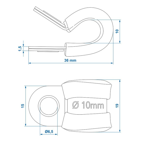 Kaapelikiristin 10 mm kumisuojalla