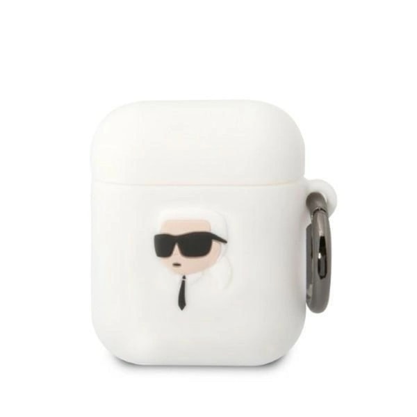 Karl Lagerfeld AirPods 1/2 silikoneskal Karl's Head 3D - Hvid