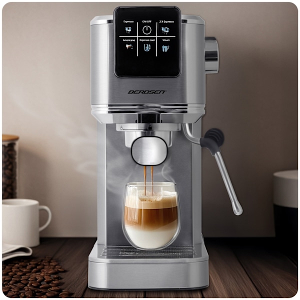 Berdsen BD-770 20 bars filterkaffemaskin, silver