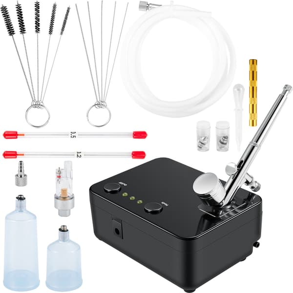 Bärbart airbrushkit med kompressor, dubbelverkande, 0,2–0,5 mm