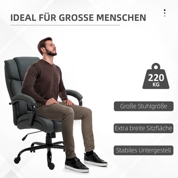 Ergonomisk kontorstol, drejelig, polstrede arme, kapacitet 220 kg, grå
