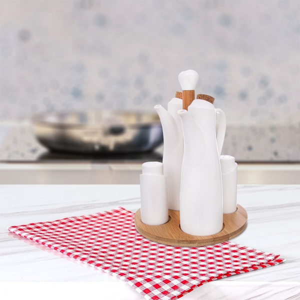 Porcelænsbeholder med bambusbund til krydderier - Perfekt gave