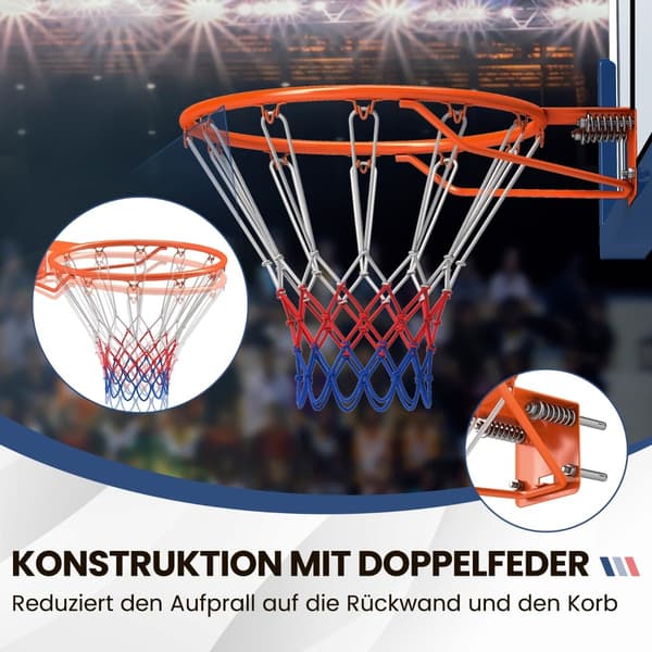 Indendørs basketballkurv – 45 cm ring, vægmontering, orange
