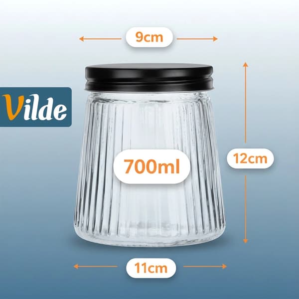 Glasbehållare för torrfoder med lock, 700 ml